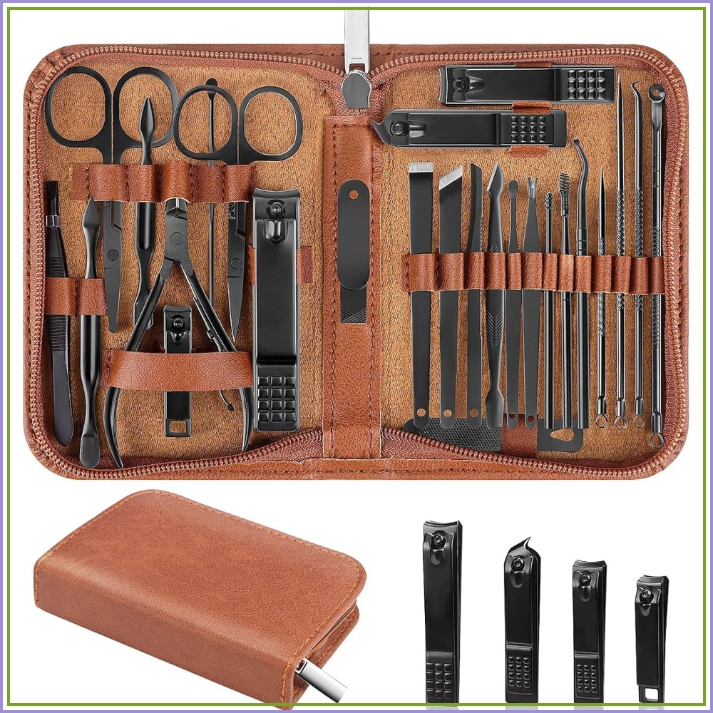 Mens Grooming Kit Case - 26Pcs Set Pemotong Kuku Manikur untuk