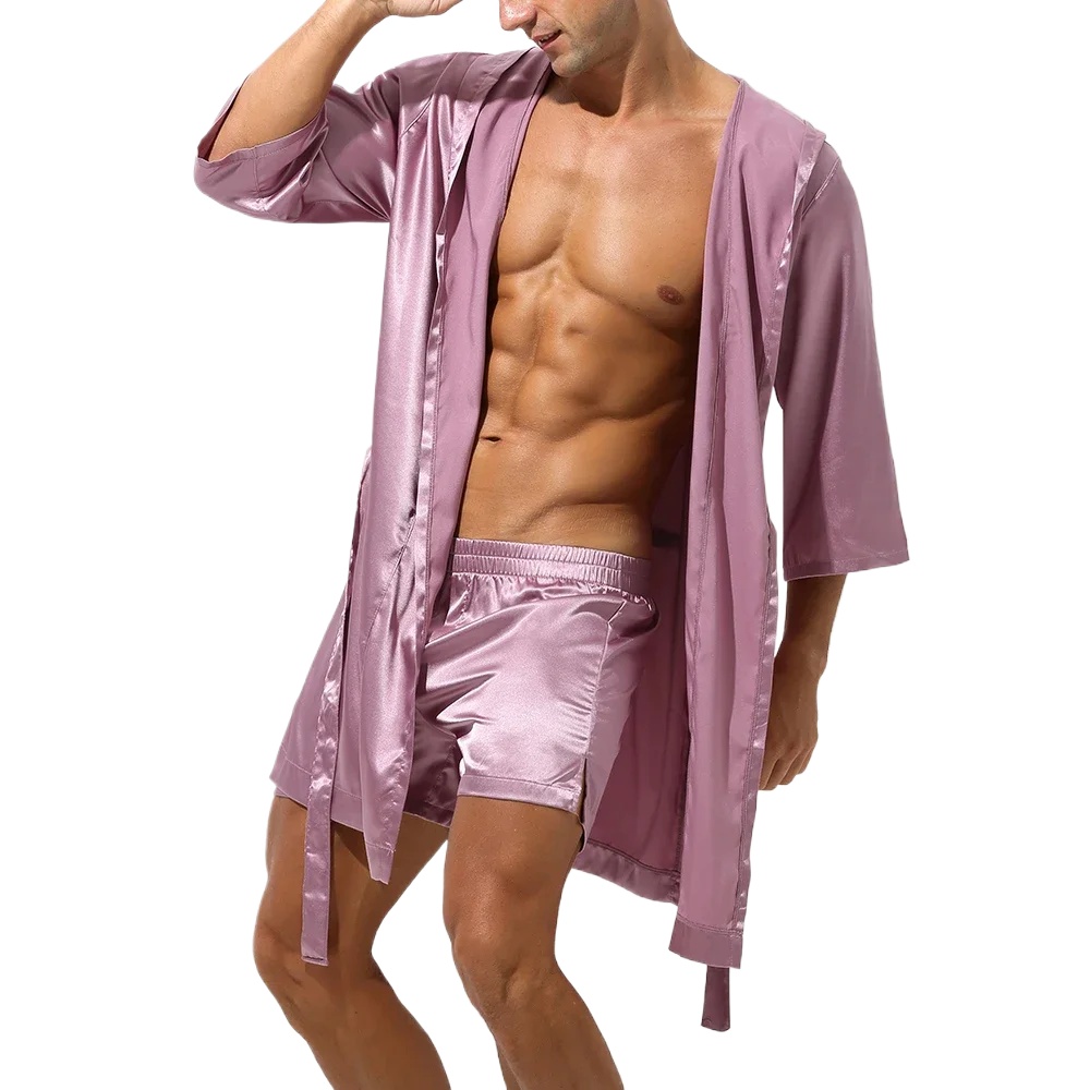 Men'S Grooming Lounge - Set Jubah Berkerudung Pria Gaun Tidur