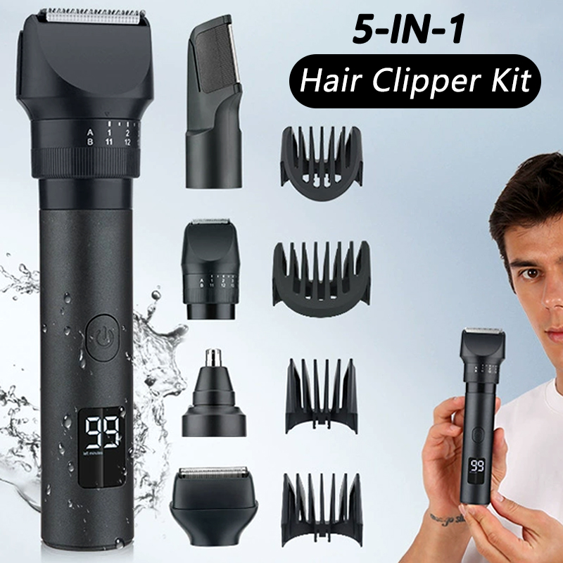Men'S Grooming Electric Trimmer - Alat Cukur Rambut Tanpa Kabel 5-In-1