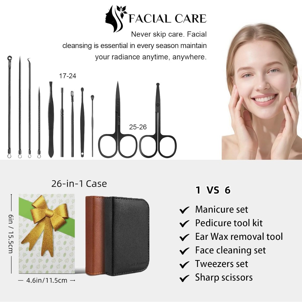 26Pcs Set Pemotong Kuku Maniku - Mens Grooming Kit Case ulasan dan harga