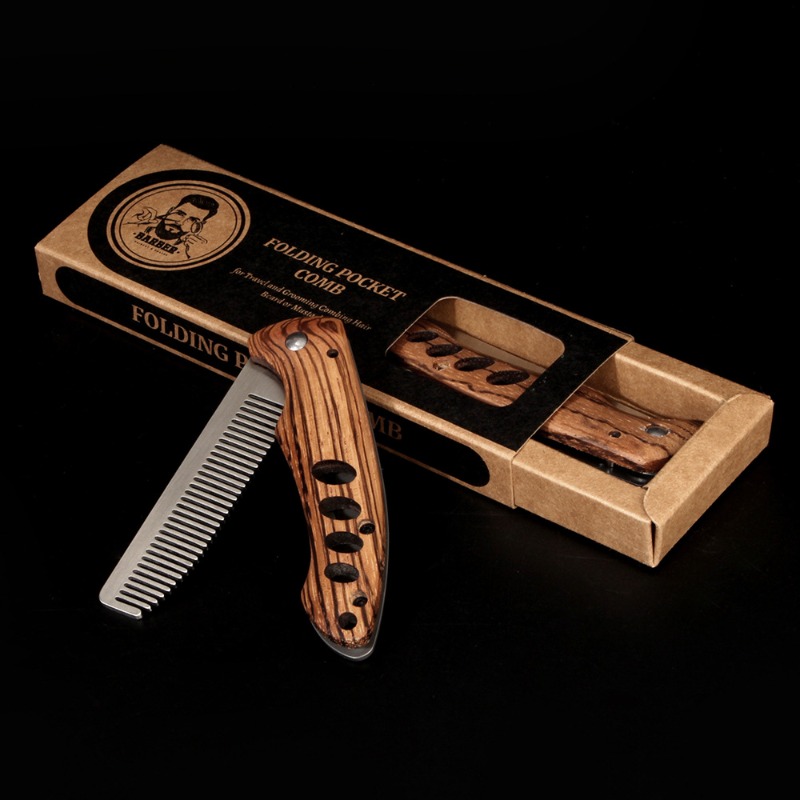 Sisir Jenggot Lipat Kayu & Log - Mens Grooming Kit Bag ulasan dan harga