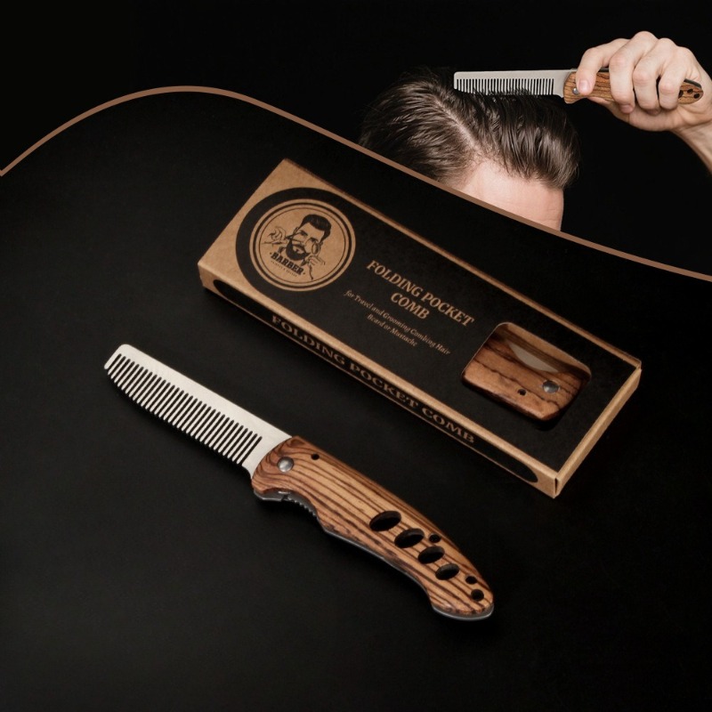 Sisir Jenggot Lipat Kayu & Log - Mens Grooming Kit Bag ulasan dan harga
