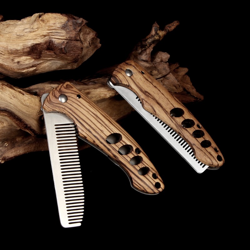 Sisir Jenggot Lipat Kayu & Log - Mens Grooming Kit Bag ulasan dan harga