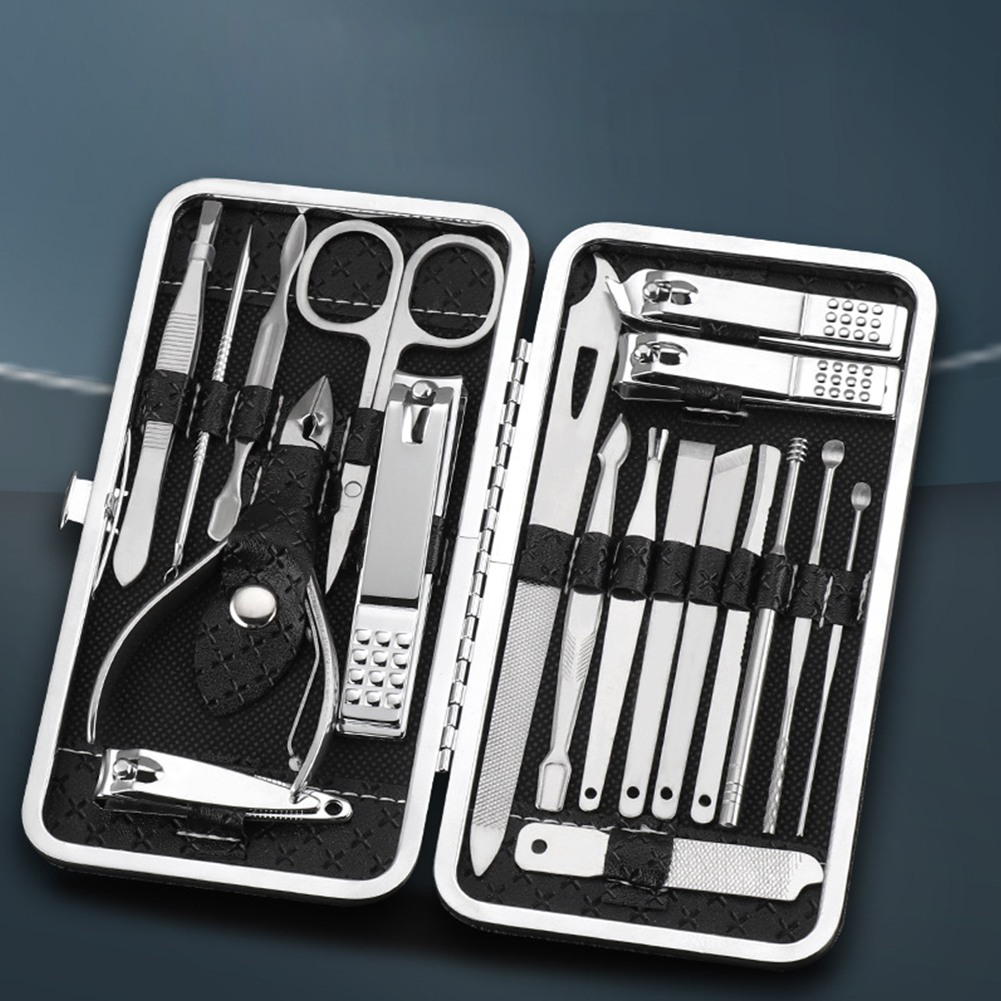 19Pcs Pemotong Kuku Jari Tanga - Mens Grooming Kit Case ulasan dan harga