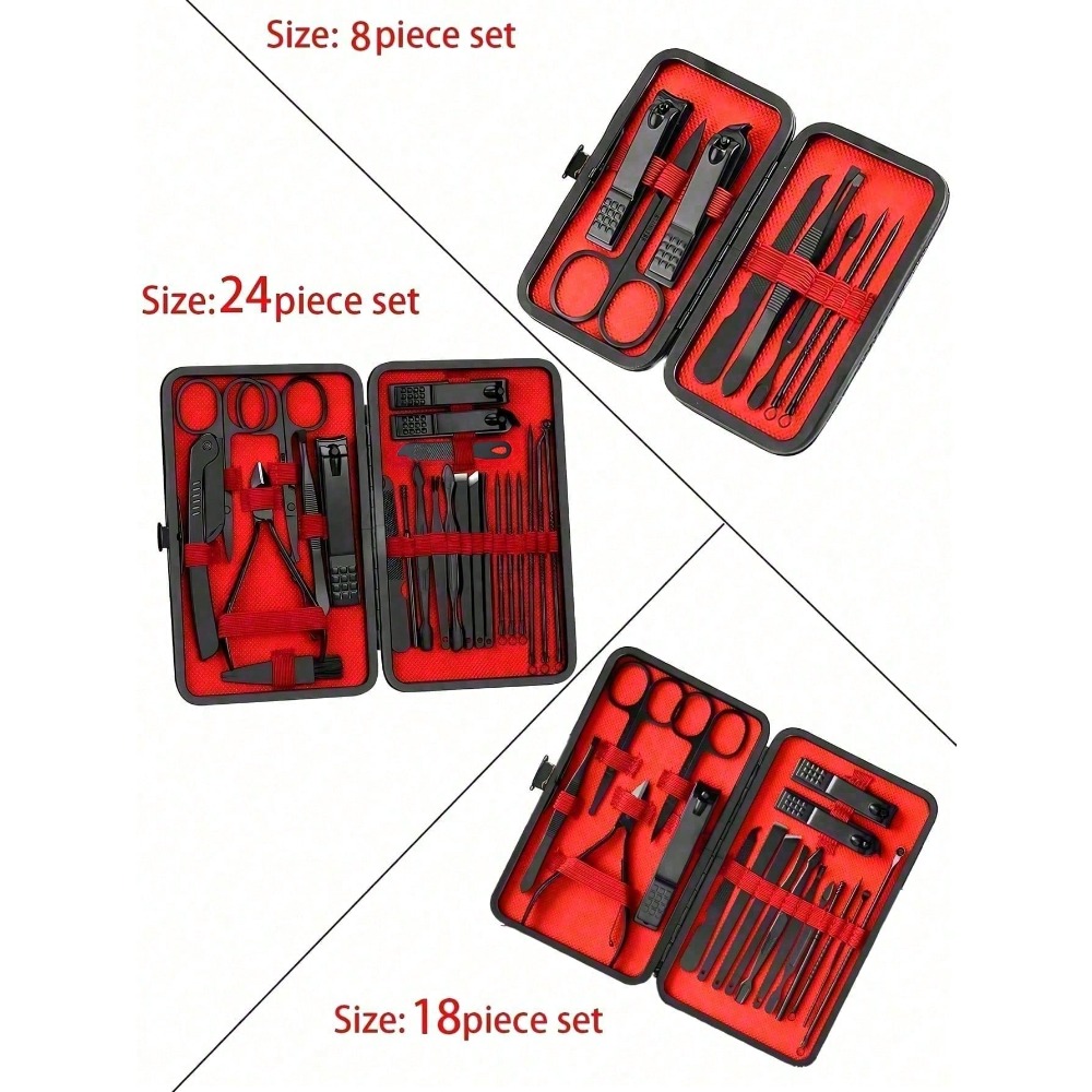 8/24pcs Set Manikur & Pedikur  - Mens Grooming Kit Case ulasan dan harga